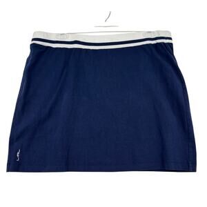 Ralph Lauren Skort Size XL Navy Blue White Stretch Pull On Built in Shorts LRL